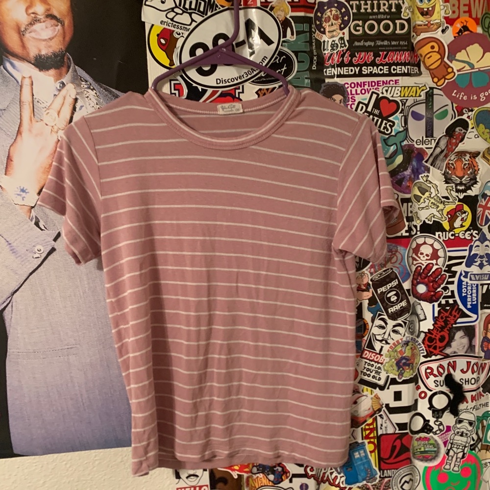Brandy melville pink striped tee